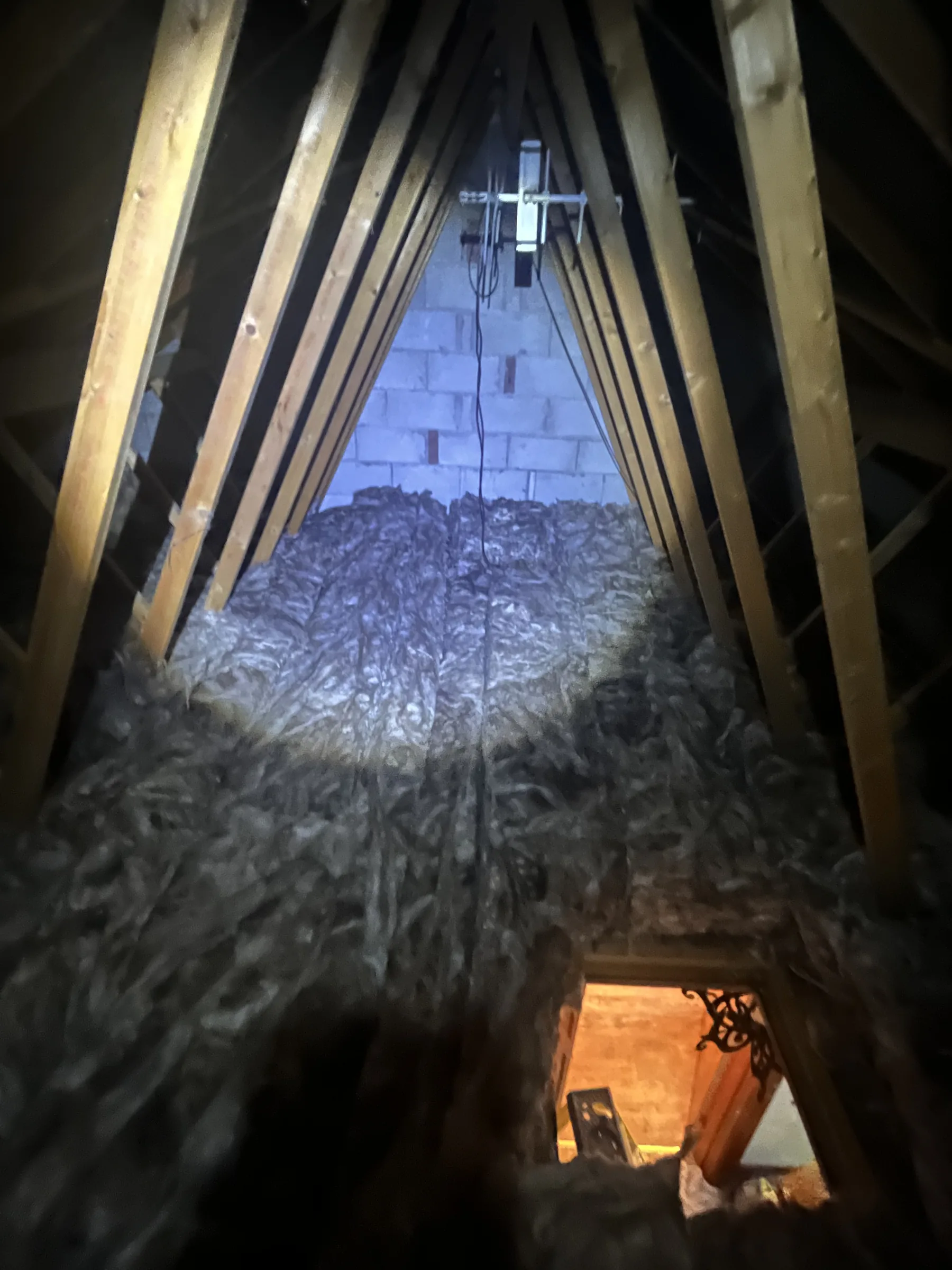 Fresh mineral wool loft insulation installed