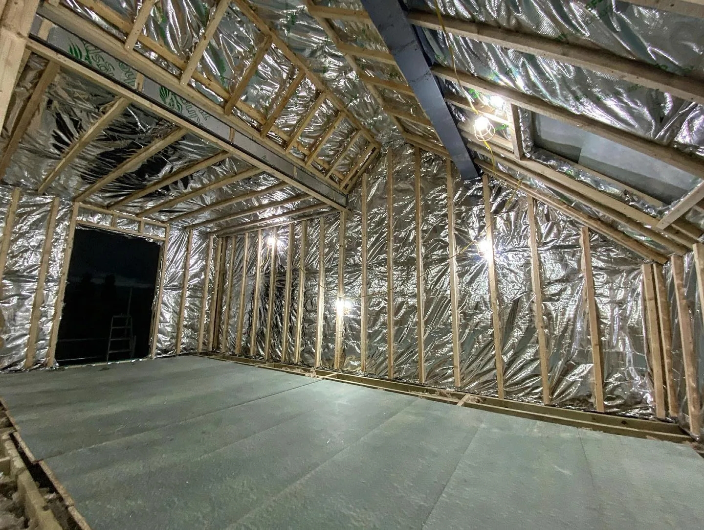 Superfoil insulation fitted in a timber-frame garden room build